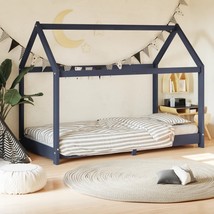 Kids Bed Frame Grey Solid Pine Wood 70x140 cm - £70.58 GBP