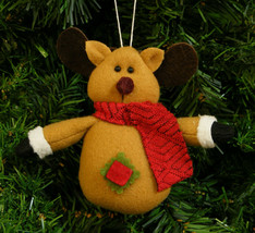PLUSH REINDEER w/ RED SCARF CHRISTMAS TREE ORNAMENT- NEW!!! - $6.88