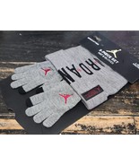 Jordan Jumpman Gift 2-Piece Set Grey/Black Beanie Hat &amp; Gloves Youth L-XL - £33.59 GBP