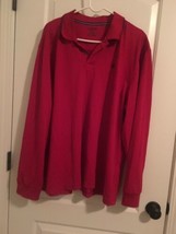Izod Men&#39;s Burgundy Long Sleeve Polo Shirt Golf Collared Casual Size XXL - £26.64 GBP