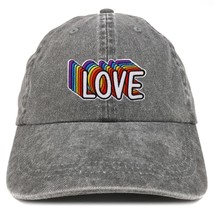 Trendy Apparel Shop LGBTQ Love Rainbow Patch Pigment Dyed Washed Baseball Cap -  - £15.81 GBP