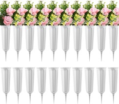 20 Pack Cemetery Vases With Spikes,Plastic Vases For Flowers,Grave, White - £30.91 GBP