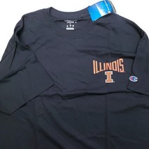 NCAA Illinois Fighting Illini Champion Mens L Short Sleeve T-Shirt 2 Sided Blue - £10.21 GBP
