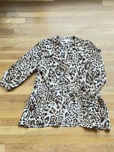 Michael Kors Womens Blouse Brown Size 8 Leopard Print Peplum MSRP $150 - $59.39
