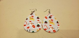 Faux Leather Dangle Earrings (New) Christmas Cuties - £4.14 GBP