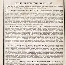Eclipses Schedule And Full Moon Days 1965 Almanac Astronomy Ephemera DWNN4 - $19.99