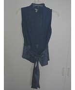 J.JILL LADIES SLEEVELESS BLUE SWEATER VEST-SP-KNIT AND FABRIC W/TIE-LINE... - $8.00 CAD