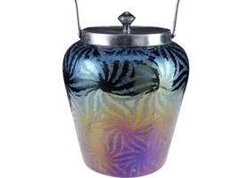 c1920 Bohemian Art Deco Iridescent art glass biscuit jar - $272.25