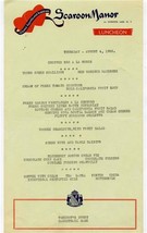 Scaroon Manor Resort Menus 1955 Schroon Lake New York Natalie Wood Gene Kelly - £25.03 GBP
