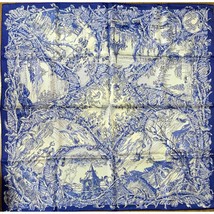 Hermes Scarf FANTAISIE PITTORESQUE 90 cm silk blue dream Carre - £1,424.57 GBP