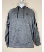 NWT Spyder Men Size M Gray Fleece Pullover Hooded Sweatshirt Zip Arm Poc... - £10.46 GBP