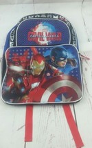 New Marvel Civil War Captain America Iron Man Black Blue 3 Pocket Backpack - $32.28
