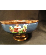 Antique Copper Luster Low Compote Blue Appliques - £18.82 GBP