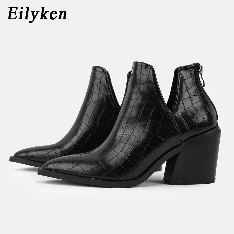 Ew autumn winter zipper gothic serpentine ankle boots shoes for women fashion high heel thumb200
