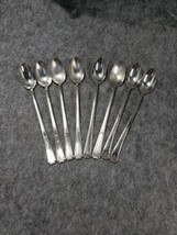 National Silver Co DORIC Silverplate Iced Tea Spoons Set of 8 Greek Art Deco - $35.26