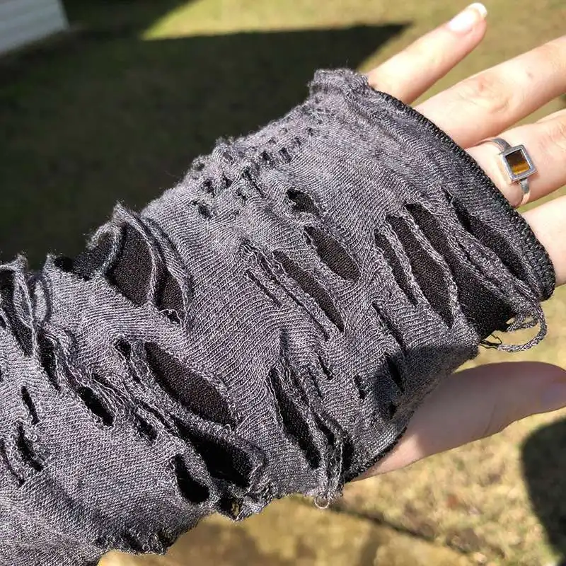 Sporting 1Pair Punk Broken Slit Gothic UniA Glove Fingerless Cuff Ninja Sporting - £24.04 GBP