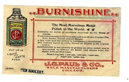 Burnshine Metal Polish &amp; Pride of the Bar Polish Ad Flyer J G Paul &amp; Co.... - £27.21 GBP