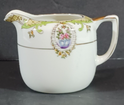 Vintage NORITAKE CREAMER Green M Backstamp Made in Germany Gold Trim - $13.29