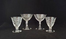Fostoria CHINTZ Etched Crystal 4 Piece Group ~ 2 Oyster Cocktails &amp; 2 Ch... - £27.68 GBP