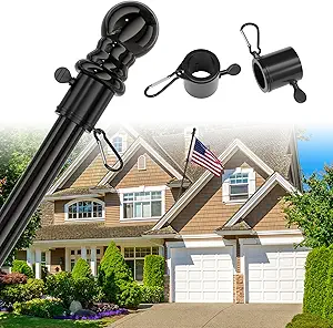 Black Flag Pole for Outside House,5ft1 inch Diameter Tangle Free Stainless Steel - $15.99