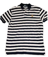 Vintage Ralph Lauren Polo Shirt Mens Sz L Navy Blue White Striped Crest ... - $47.90 CAD