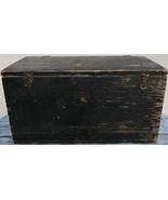 Vtg Antique Wooden Primitive Black Paint Galvanized Lined Storage Milk B... - $127.71