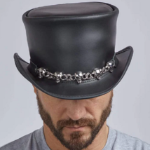 El Dorado Men&#39;s Leather Top Hat 5 Skull Hat Band Life Time Warranty Hats... - £29.82 GBP+