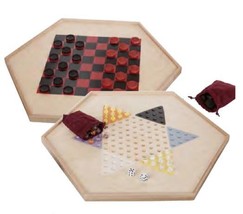 2 Classic Checker Games - Chinese Checkers &amp; Traditional Wood Board Marbles - £102.27 GBP