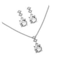 Silver-Tone and Crystal Necklace and Earrings Set - £58.57 GBP