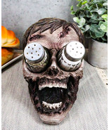 Ebros Zombie Salt and Pepper Shakers Holder Set with Glass Shakers 5.5&quot; H - £21.54 GBP