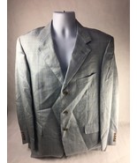 Faconnable Mens Suit Jacket Gray Plaid Ramie Silk 3 Button Blazer 54 L U... - £27.53 GBP