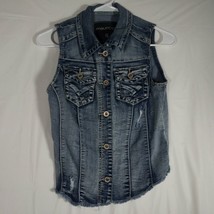 Maurices Womens Jean Vest Size S Distressed - £20.27 GBP
