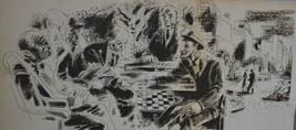 Vintage Art Print  &quot;Old Gentlemen Playing Chess &quot; 1940s - £31.06 GBP