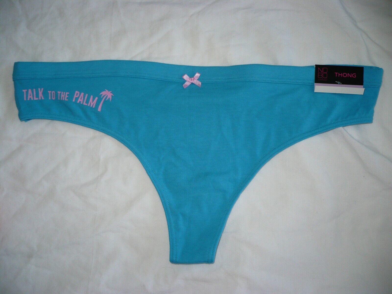 No Boundaries Women&#39;s Cotton Thongs Blue Size X-Small (4) Talk To The Pa... - $9.74