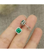 2Ct Emerald Cut Lab-Created Diamond Earrings in 14k White Gold Plated - $2,896.83 MXN