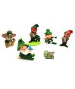 Lot 6 Vintage Miniature Irish Leprechauns Misc Figurines Pin Enesco Napc... - $22.12