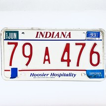 1993 United States Indiana Hoosier Hospitality Passenger License Plate 79 A 476 - £14.78 GBP