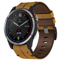 For Garmin Quatix 7 22mm Leather Textured Watch Band(Brown) - £30.98 GBP