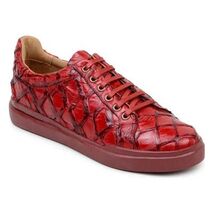 Belvedere Kingstone Genuine Pirarucu Leather Lace Up Sneakers Red Br02 image 3