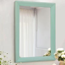 Wood Frame Mirror Wall Mount Rustic Hanging Home Decor Vanity Rectangle ... - $41.51