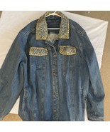 3X TALL Denim Jacket Women’s Blue Jean Button Up With Gold Sparkly Accent ￼ - $39.55