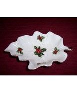 Lefton Holly on White, Gold Trim Leaf Candy Dish, Excellent Condition, C... - £3.72 GBP
