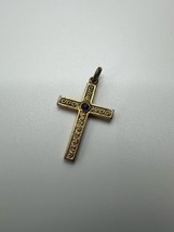 Vintage 2.5cm Gold Blue Cross Necklace Pendant 2.5cm - $8.42