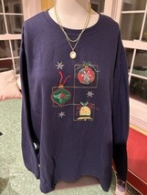 Perfect Ugly Christmas Sweatshirt Holiday Ornaments Christmas  Blue 2XL - $11.34