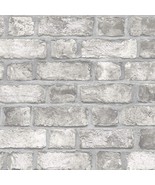 Norwall Fh37517 Farmhouse Prepasted Brick Wallpaper, Grey, Dove,, 55 Sq.Ft - £33.65 GBP