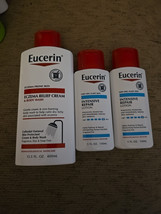 3 Pc Mix Lot Eucerin Eczema Relief Cream Body Wash &amp; Healing Lotion(K88) - £21.39 GBP