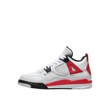 Nike kids&#39; jordan 4 retro shoe in White/Fire Red/Black/Neutral Grey - si... - $144.54