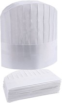 White Chef Hats in Bulk, 9&quot; Tall. Pack of 50 Viscose Hair Covers with Pleats.... - £107.40 GBP