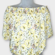 NWOT JOIE Yellow Floral Off the Shoulder Swiss Dot Top Size Medium Summe... - £22.01 GBP
