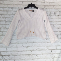 Arizona Jean Co Sweater Womens XL White Cropped Open Knit Boho Beach Y2K 2000s - £17.22 GBP